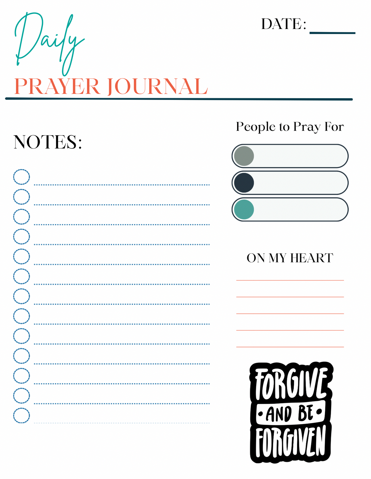 DAILY PRAYER JOURNAL (FORGIVE AND BE FORGIVEN)