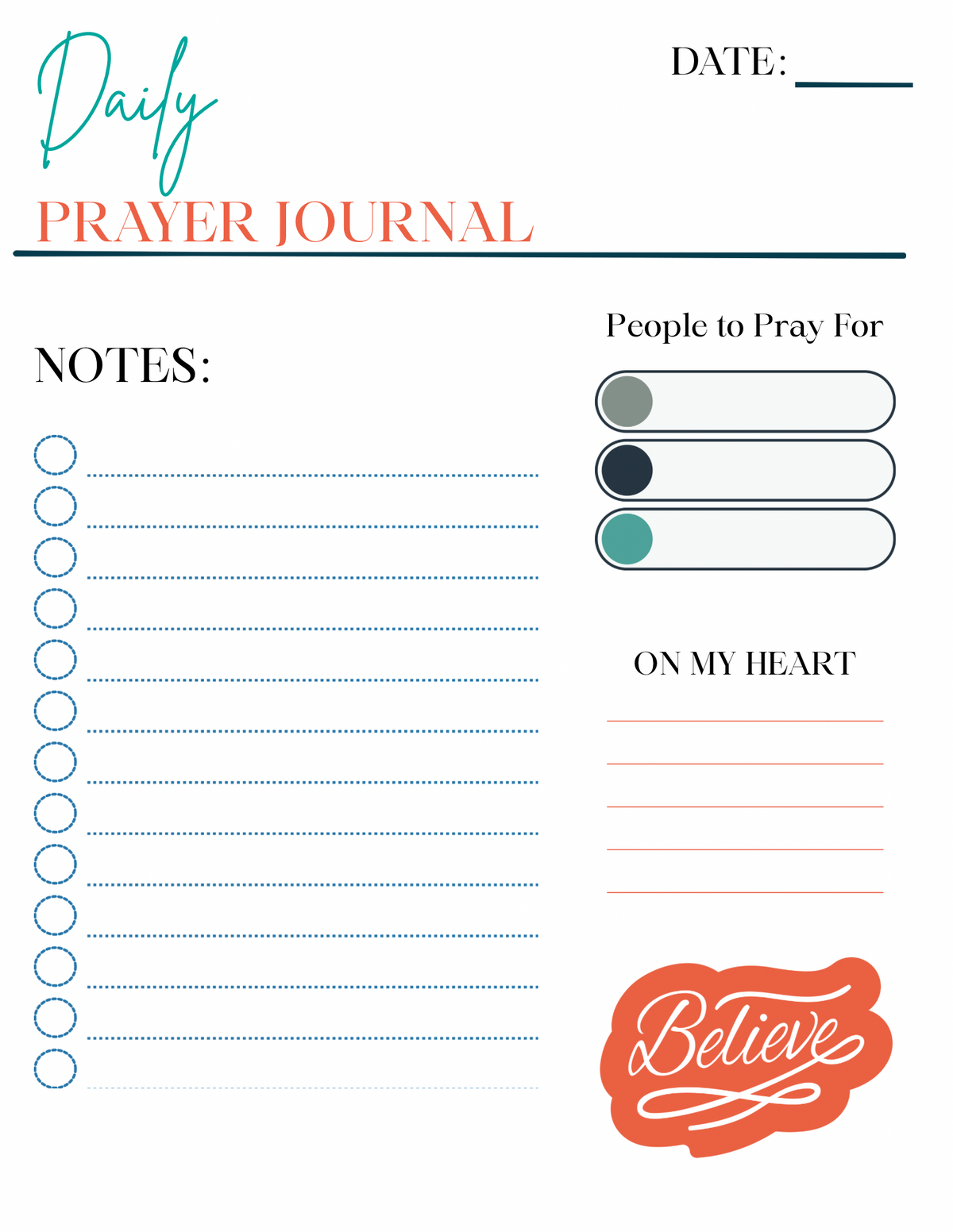 DAILY PRAYER JOURNAL (BELIEVE)