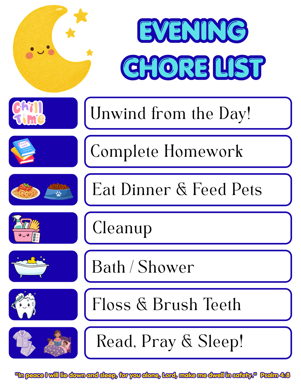 KIDS EVENING CHORE LIST (FAITH BASED)