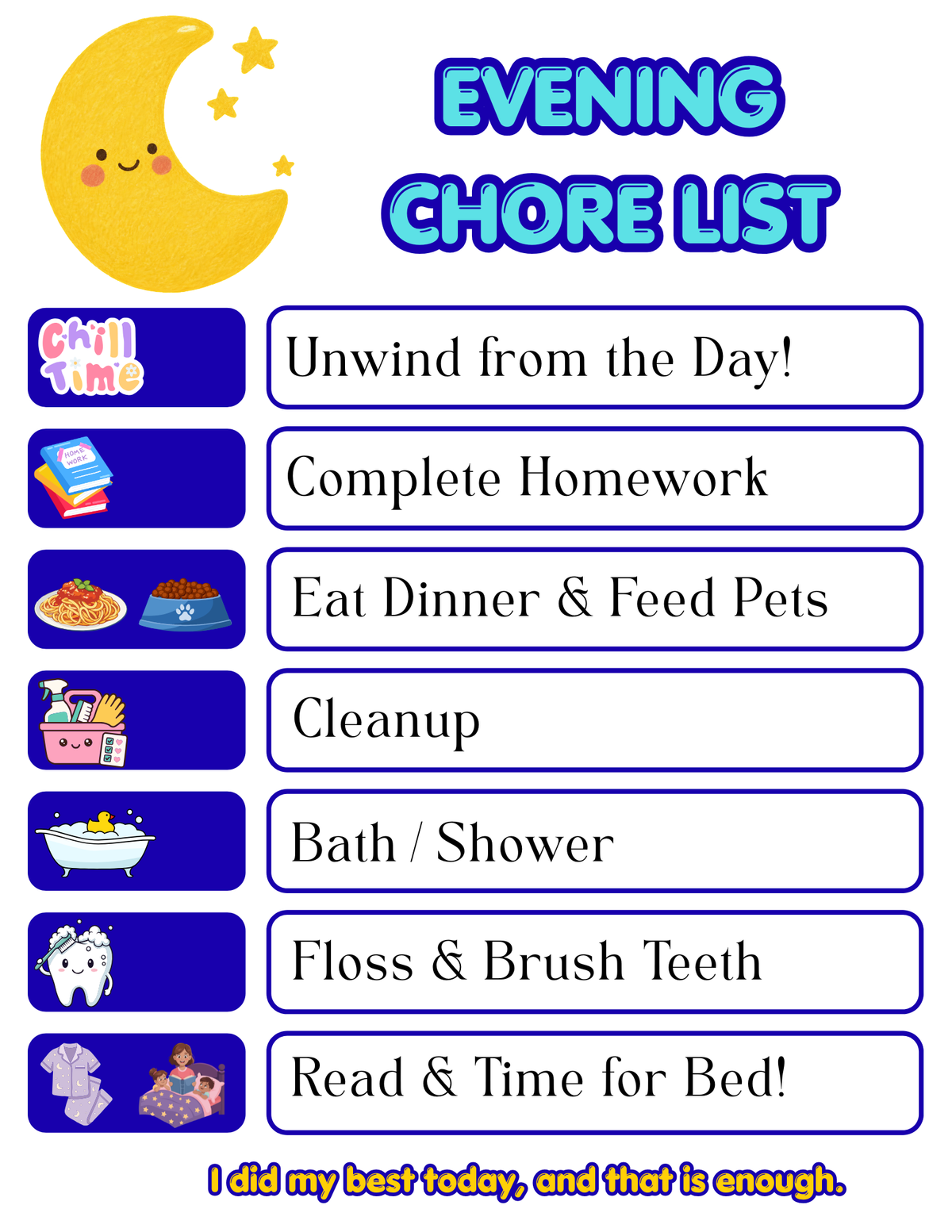 KIDS EVENING CHORE LIST (ENCOURAGEMENT)
