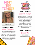 MEET THE TEACHER PINK/YELLOW OMBRE w/ PINK BOOK (EDITABLE TEMPLATE)