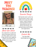 MEET THE TEACHER RED/ORANGE OMBRE W/ RAINBOW BLUE BOOK  (EDITABLE TEMPLATE)