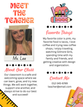 MEET THE TEACHER RED/ORANGE OMBRE WITH PINK BOOK (EDITABLE TEMPLATE)
